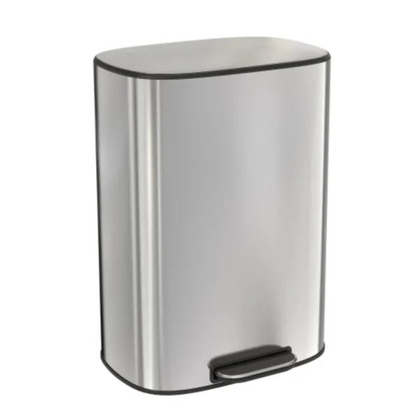 13 Gallon 50L Kitchen Foot Pedal Operated Soft Close Trash Can - Stainless Steel