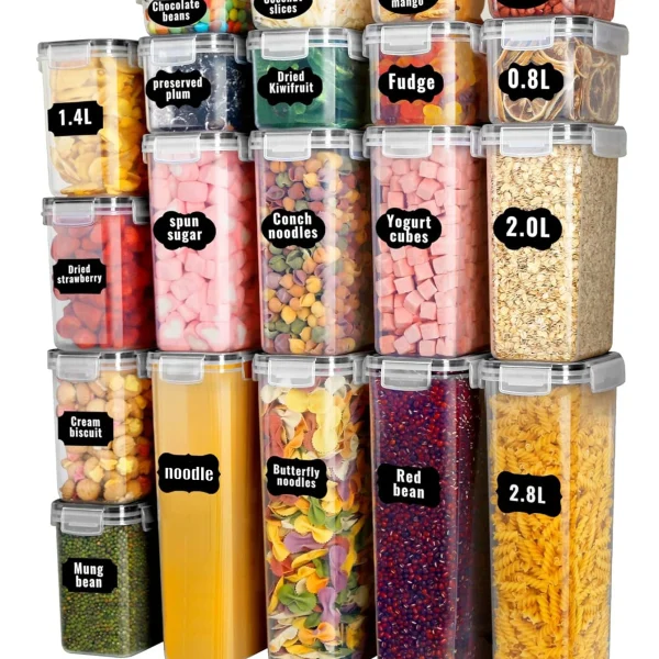 24pcs Airtight food storage containers with LIDS, plastic