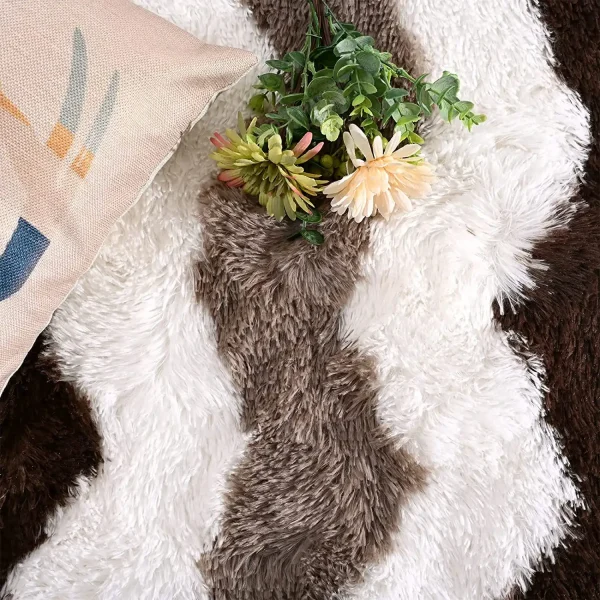 Plush Area Rugs for Living Room,5x8ft,Stripe Brown